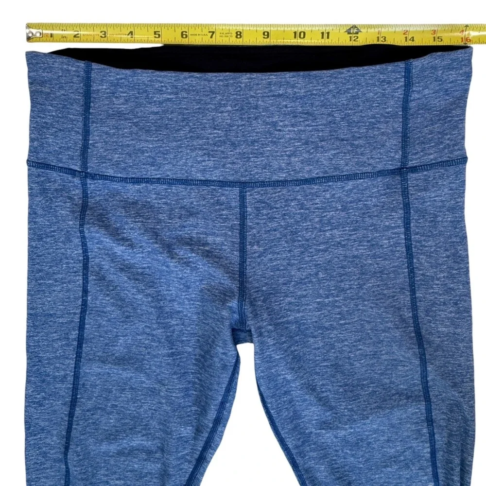 Lululemon Heathered Blue Ruched Leggings Size 12 Yoga Pants Sporty Workout Train